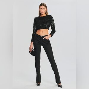 NWT- SER.O.YA Cindy Low Rise Waxed Black Skinny Flare Jean  27
